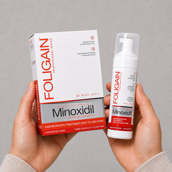 FOLIGAIN® Minoxidil 5% Hair Regrowth Foam For Men 3 Month Supply - FOLIGAIN